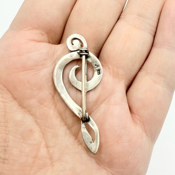Vintage Sterling Silver Brooch 925 Musical Treble Clef - Picture 4 of 7